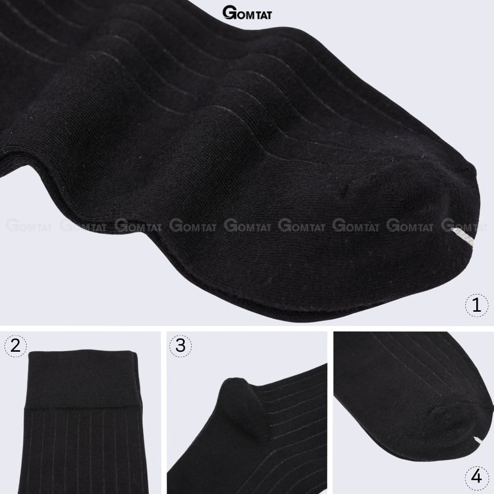Hộp 7 đôi tất giày tây nam cổ cao tone màu đen GOMTAT mẫu MIX10, sợi cotton cao cấp thoáng khí - GOM-MIX10-CB7