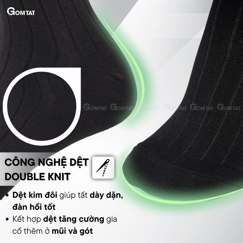 Tất nam đi giày tây GOMTAT cao cấp, vớ nam công sở chất liệu sợi Modal gỗ sồi cao cấp kháng khuẩn - MODAL-STA-5012-1DOI