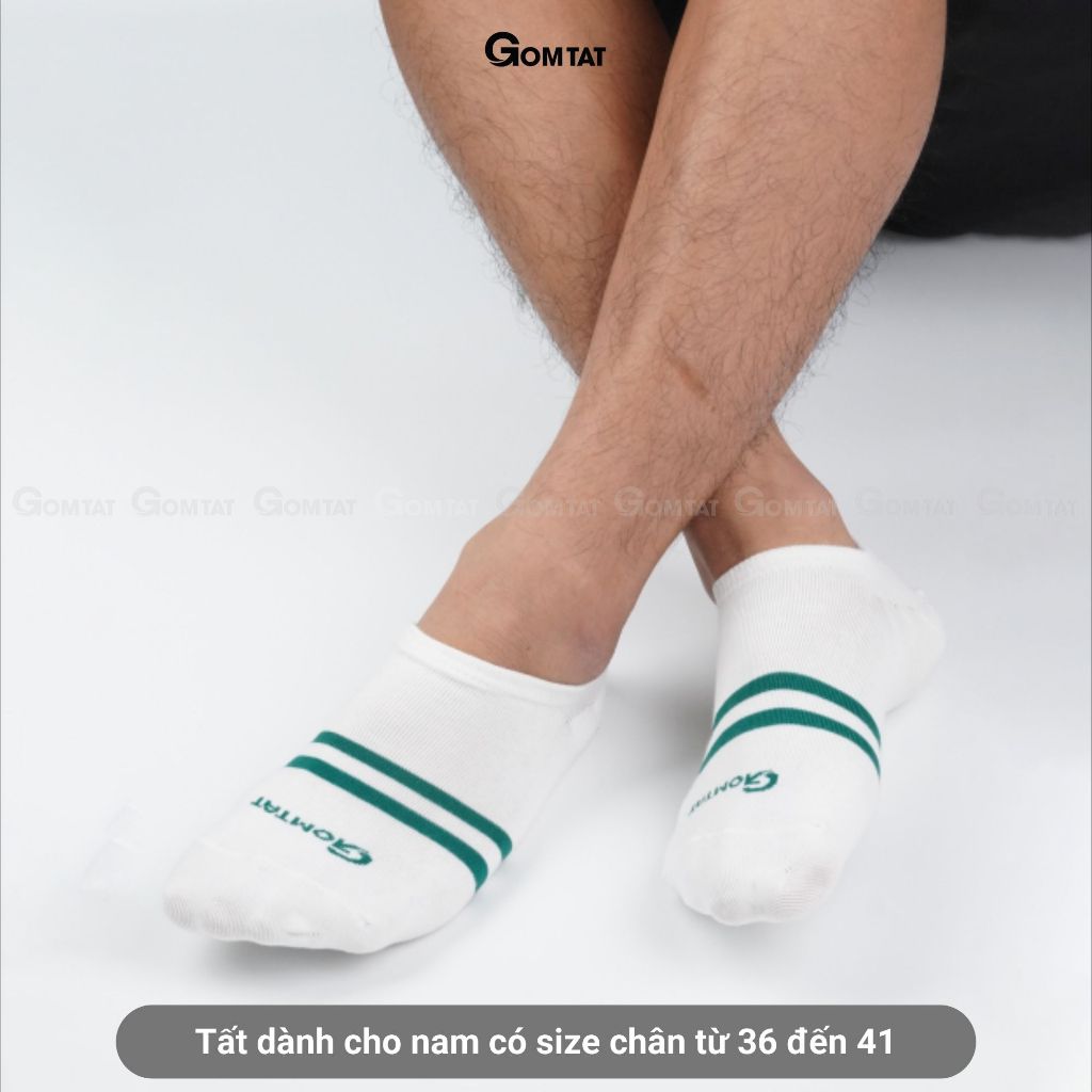 Combo 5 đôi vớ cổ ngắn nam nữ GOMTAT mẫu 2 sọc, chất liệu cotton hút ẩm thoáng khí khử mùi êm chân  -GOM503-2SOC-CB5