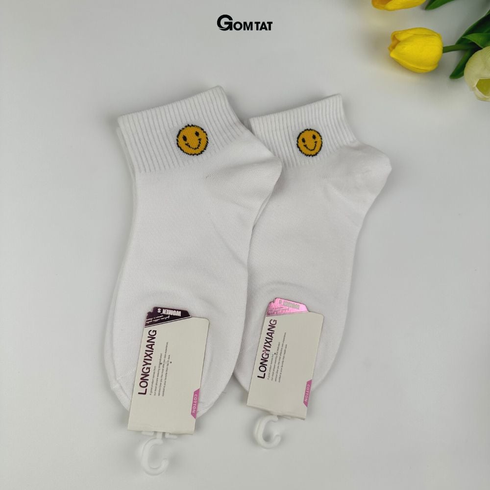 Tất cổ thấp nữ GOMTAT họa tiết trái tim, chất liệu cotton mềm mịn hút ẩm thoáng khí khử mùi êm chân  -TRAITIM-XH-1DOI