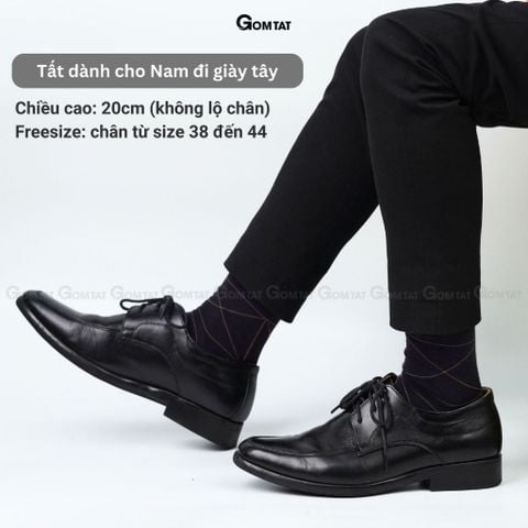  Hộp 10 đôi tất nam đi giày tây GOMTAT màu xanh và đen, vớ công sở nam cổ cao chất liệu cotton cao cấp - GOM-MIX17-CB10 