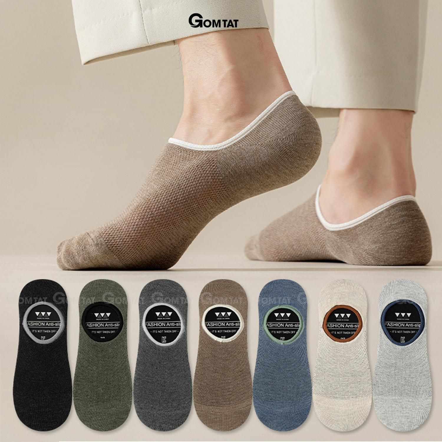 Tất nam đi giày lười cao cấp GOMTAT, vớ lười nam có đệm silicon chống tuột gót, chất liệu cotton thoáng mát Menswear - MIA-1402-1DOI