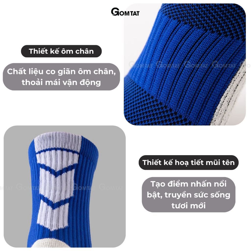 Set 5 đôi tất thể thao nam đá bóng GOMTAT, chất liệu cotton, silicon chống trượt - DABONG-506-CB5