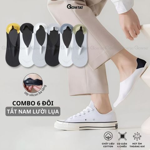  Combo 6 đôi tất nam đi giày lười GOMTAT, chất liệu cotton cao cấp êm chân thoáng khí khử mùi - LUA-SUX-1104-CB6 