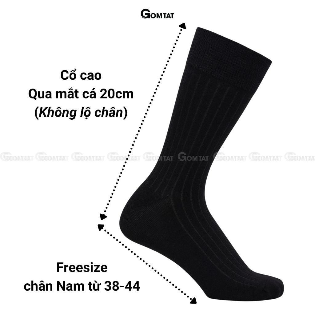 Hộp 5 đôi tất nam công sở GOMTAT mẫu gân chìm, chất liệu cotton cao cấp, hút ẩm thoáng khí - GOM-GANCHIM-5DUMAU