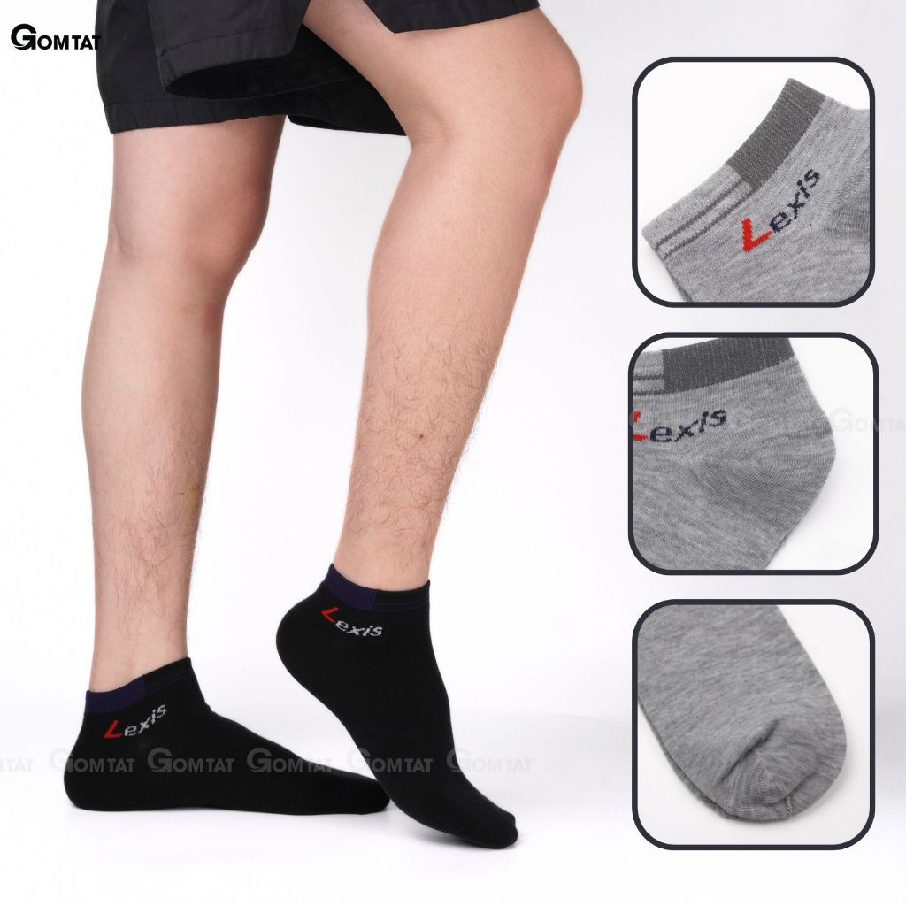 Combo 5 đôi vớ thể thao cổ ngắn nam nữ GOMTAT, tất trơn cổ ngắn vải cotton thoáng mát, không xù lông - LD-S01-LEXIS-CB5