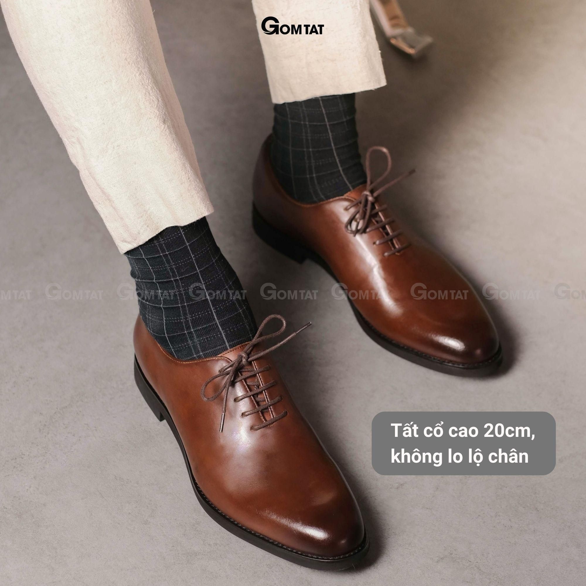 Tất nam cổ cao công sở họa tiết, vớ cao cổ nam đi giày tây chất liệu cotton cao cấp thoáng mát Menswear - GOM-TAY11-DENCAROTRANG