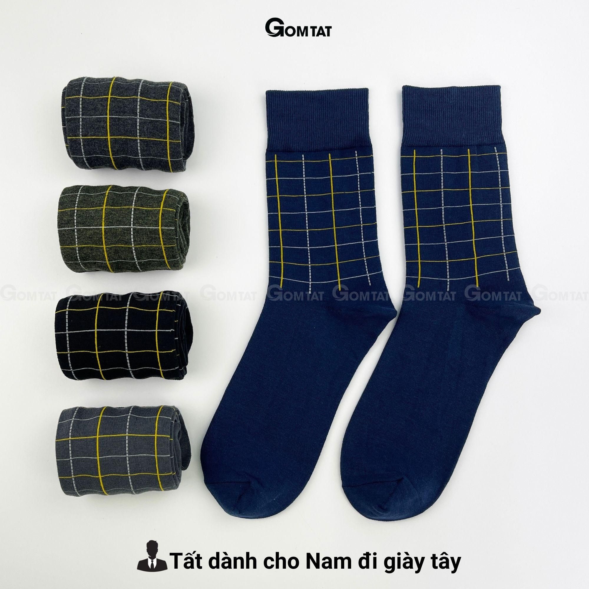 Tất nam Cổ Cao cao cấp họa tiết caro, vớ giày tây nam chất Thun cotton hút ẩm thoáng khí, tất đi giày tây, vớ nam công sở Menswear - GOM-TAYCARO-1DOI
