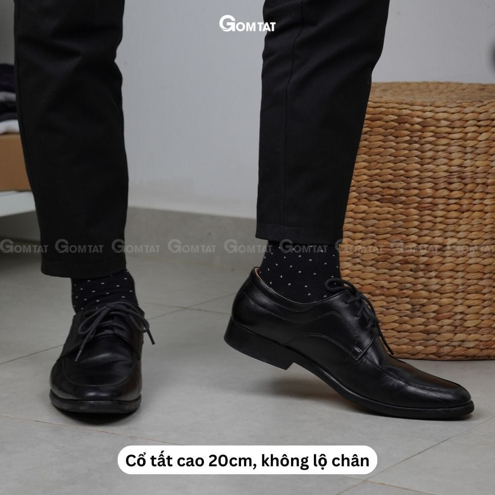 Hộp 5 đôi vớ nam cổ cao công sở GOMTAT hoạ tiết chấm bi, chất liệu cotton cao cấp - GOM-CHAMBI-CB5