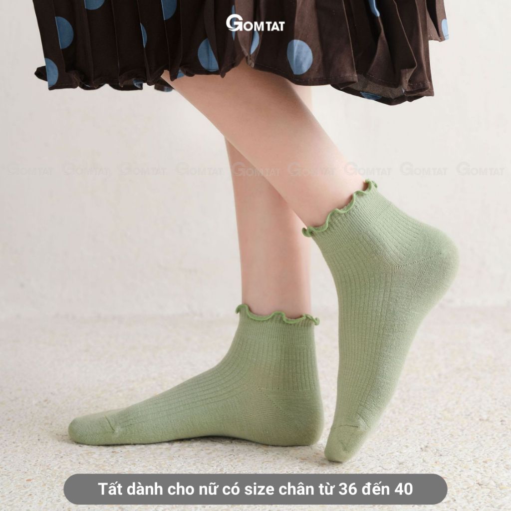 Combo 5 đôi tất nữ cổ bèo GOMTAT, vớ cổ ngắn nữ cotton hút ẩm thoáng khí mềm mịn - FIVE-2004-CB5