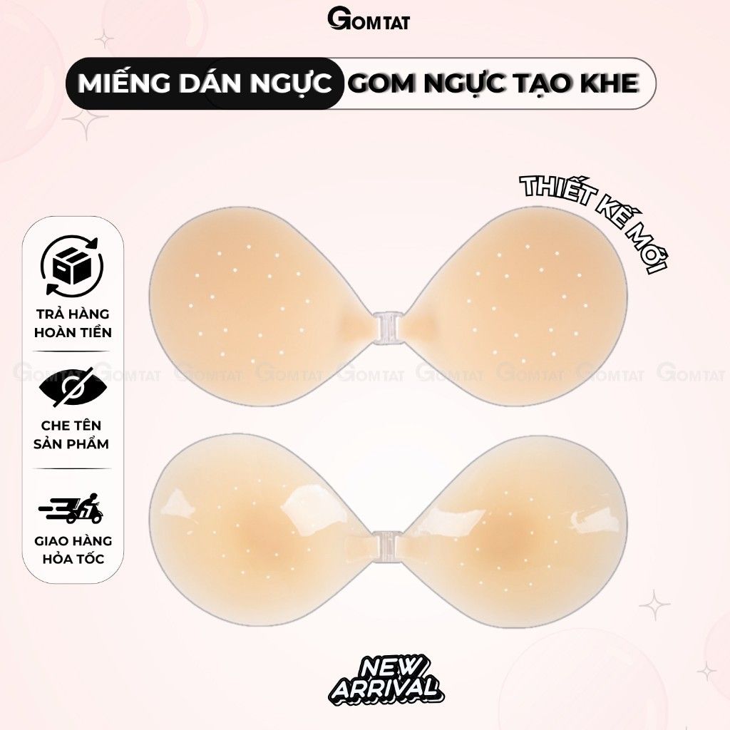 Áo dán ngực cài trước gom ngực tạo khe GOMTAT, miếng dán nâng ngực silicon viền siêu mỏng, chống thấm - SA-4951