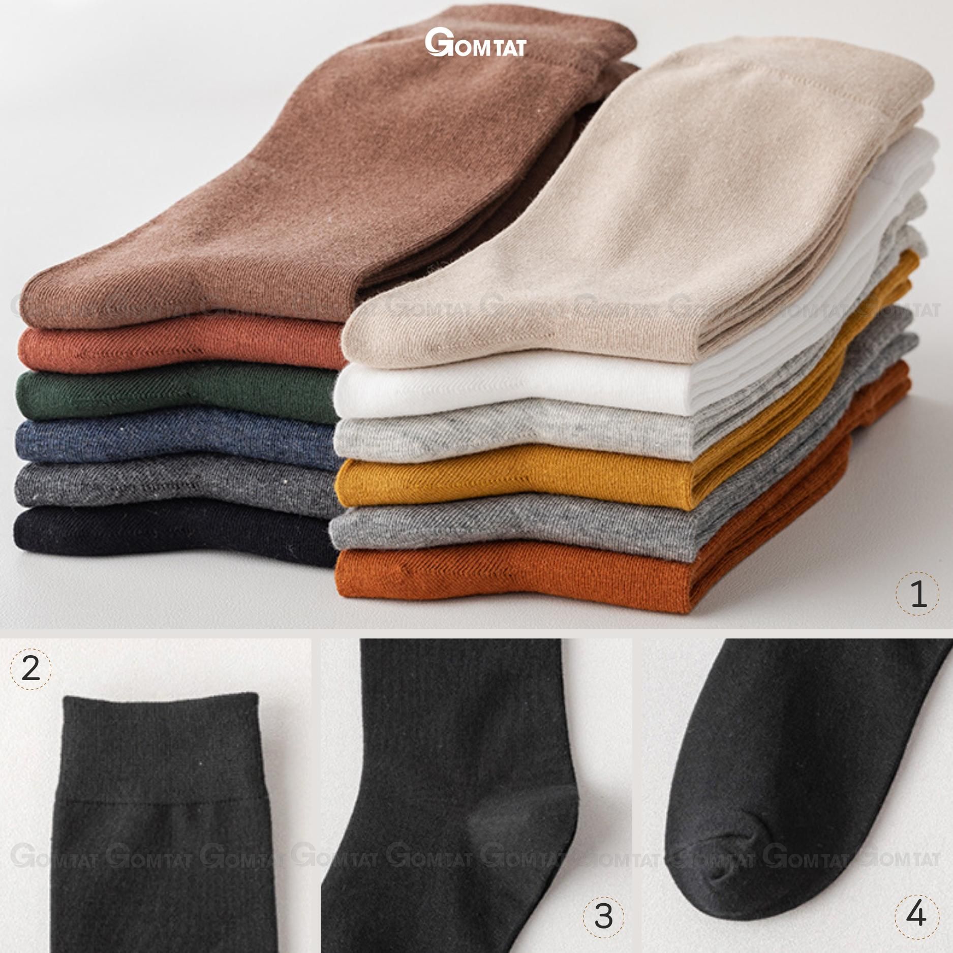 Tất nam đi giày tây cổ cao GOMTAT nhiều màu, chất liệu cotton mềm mịn, hút ẩm thoáng khí khử mùi Menswear - HOT-1803-1DOI
