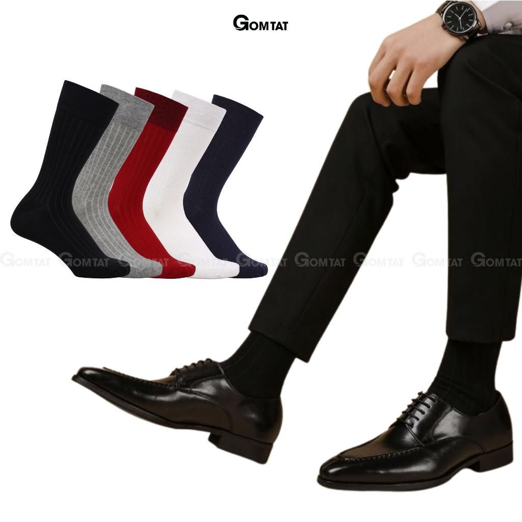 Tất vớ giày tây nam cổ cao GOMTAT mẫu gân chìm, chất liệu mềm mại, thoáng mát, êm chân Menswear - GOM-TAYGANCHIM-1DOI