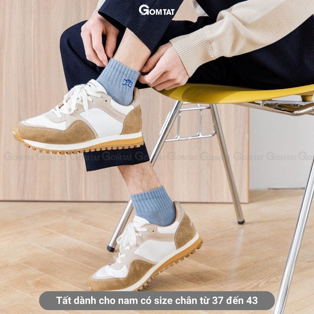 Set 5 đôi tất nam cổ ngắn hoạ tiết GOMTAT mẫu BUG, vớ cổ ngắn nam chất liệu cotton mềm mại, thấm hút mồ hôi - CNCC-BUG