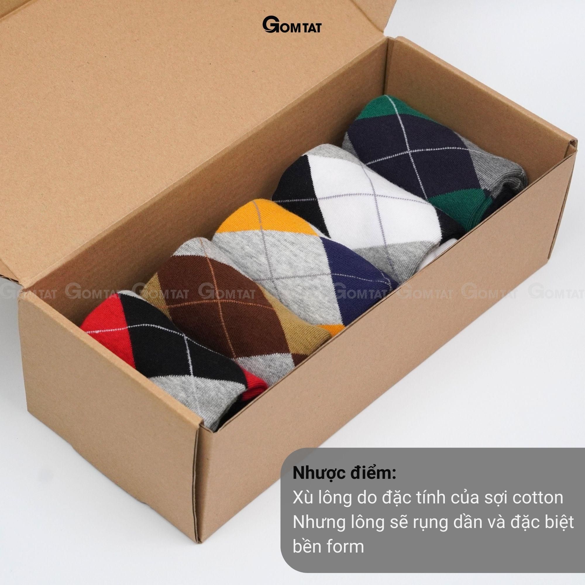 Tất đi giày tây cổ cao GOMTAT mẫu quả trám, vớ nam công sở chất liệu cotton cao cấp hút ẩm thoáng khí, tất nam công sở, vớ nam cổ cao Menswear - GOM-QUATRAM-1DOI