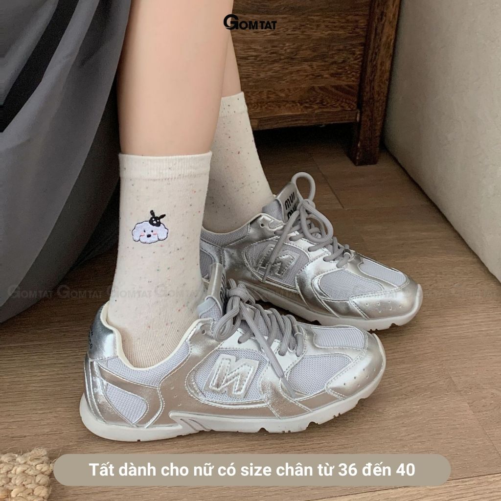 Set 5 đôi vớ nữ cổ cao GOMTAT họa tiết cute, tất nữ cotton cao cấp mềm mại, êm chân – JIN-2512-CB5