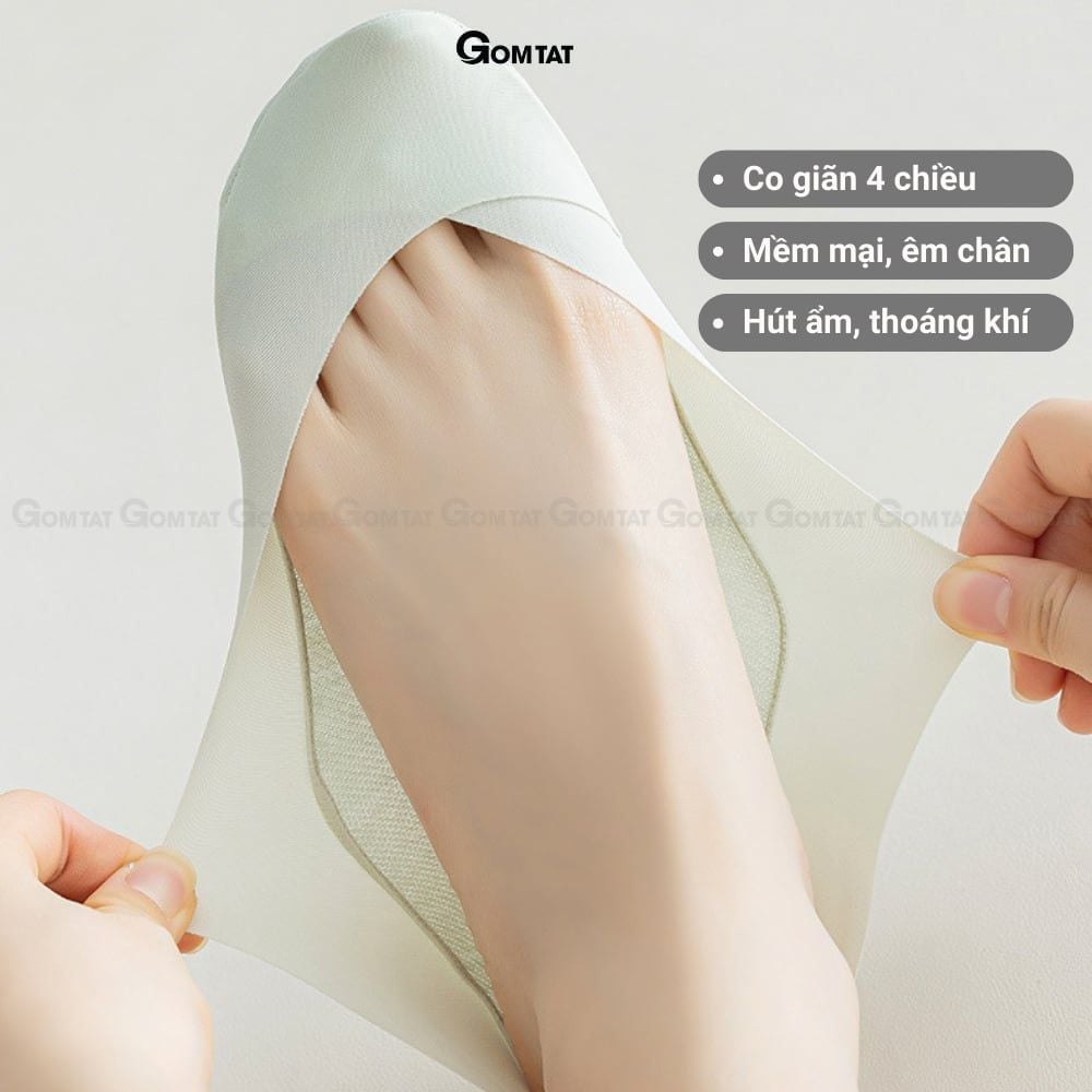 Combo 10 đôi tất tàng hình nữ GOMTAT chống tuột gót, chất liệu cotton êm chân khử mùi hôi - SUX-1103-CB10