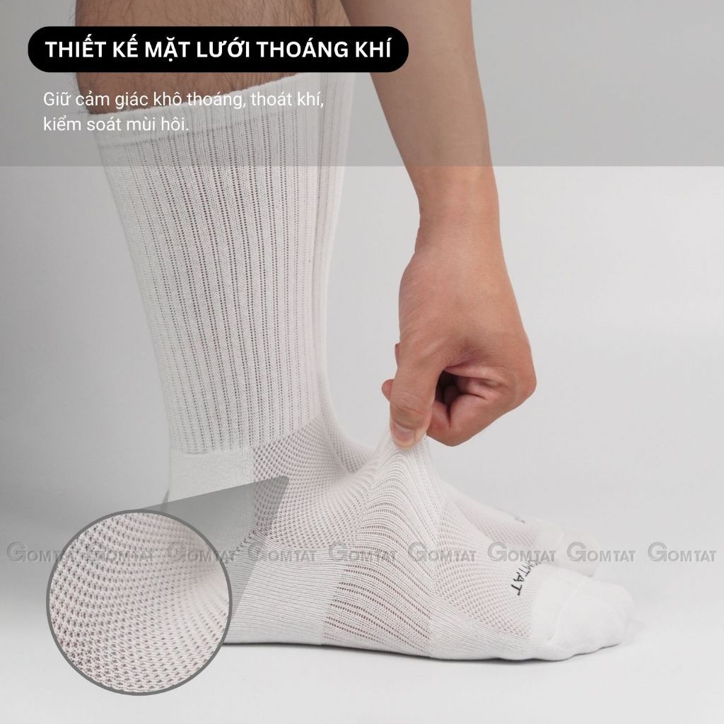 Combo 5 đôi tất nam nữ cổ cao GOMTAT, có đệm xù mềm mại êm chân, chất liệu cotton khử mùi - STA-5009-CAO-CB5