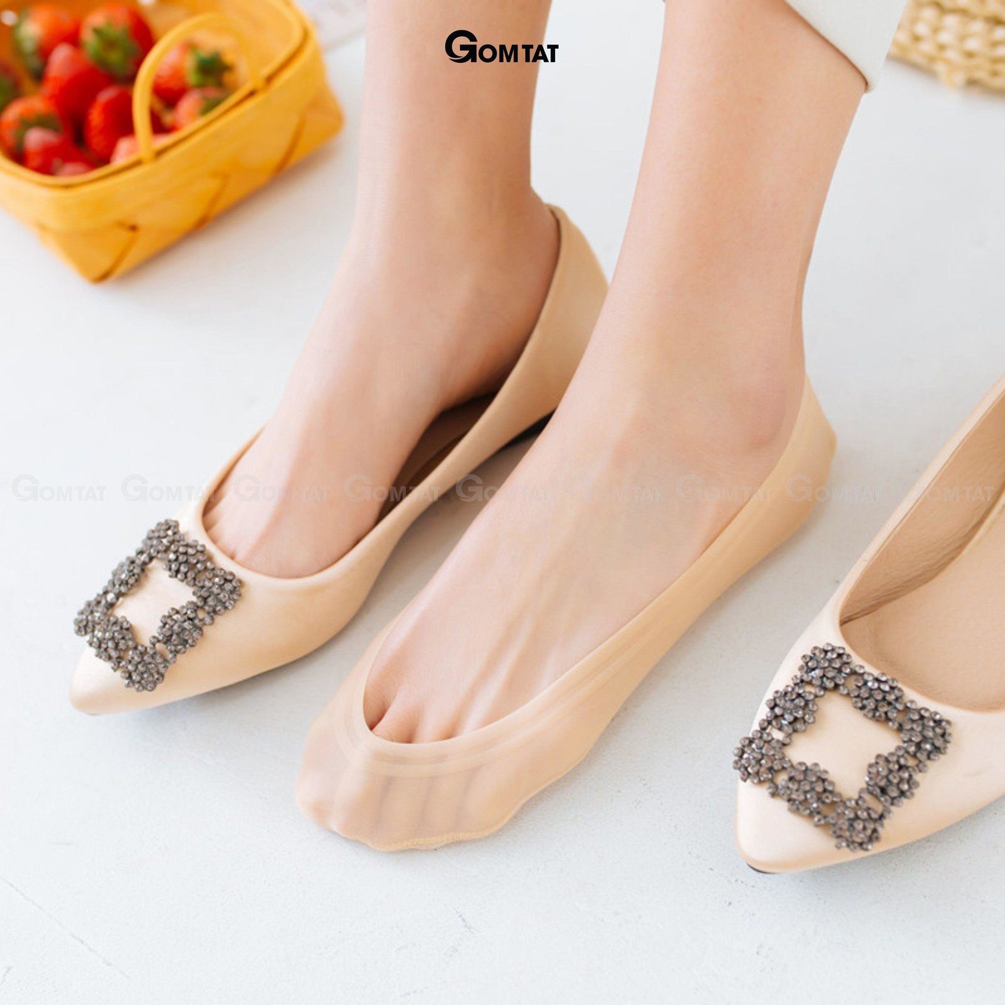 Tất nữ búp bê, vớ nữ mang giày lười, tất lười nữ, vớ lười nữ đi giày cao gót Xám, giày búp bê giấu vớ, có đệm cao su chống trượt, Voi, Đen - TNBB