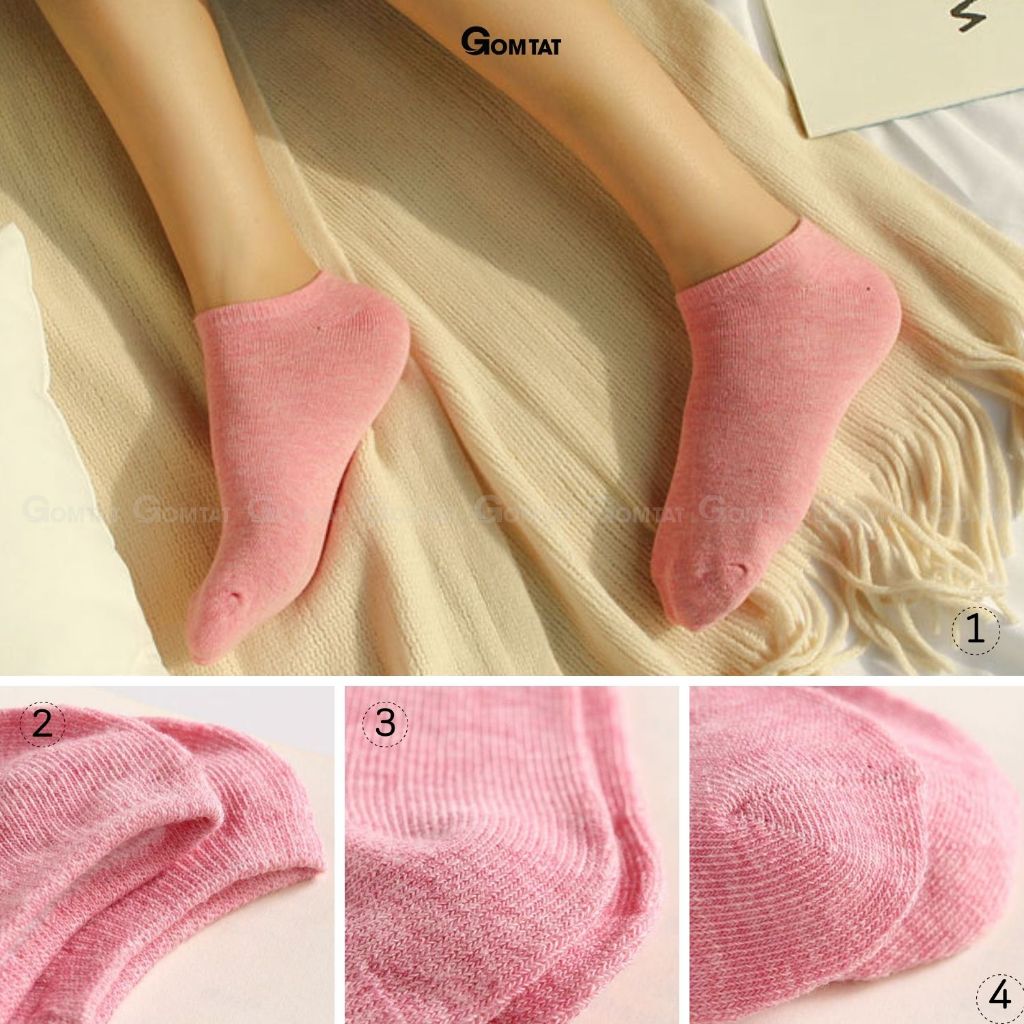Set 10 Đôi Tất Nữ Cổ Ngắn GOMTAT Nhiều Màu, Vớ Nữ Cổ Thấp Cotton Cao Cấp Co Giãn Êm Chân  -CB024