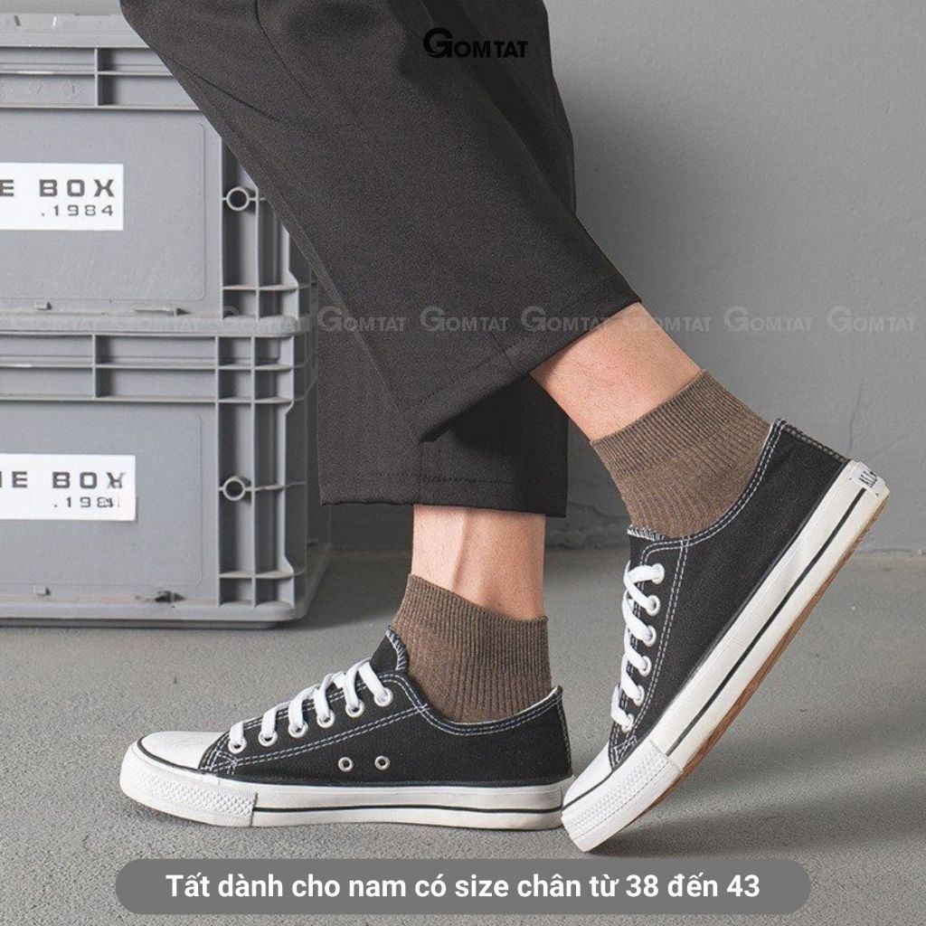Combo 10 đôi tất cổ ngắn nam GOMTAT trơn, chất cotton hút ẩm thoáng khí - NGANTRON-FIVE-2003-CB10