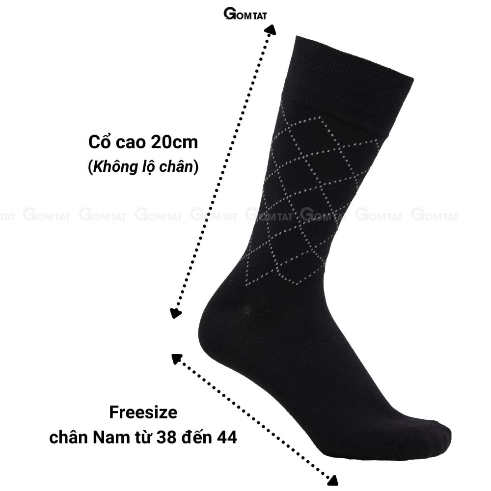 Hộp 5 đôi tất nam cổ cao công sở GOMTAT mẫu MIX04, vớ giày tây nam dài chất liệu cotton cao cấp - GOM-MIX04-CB5
