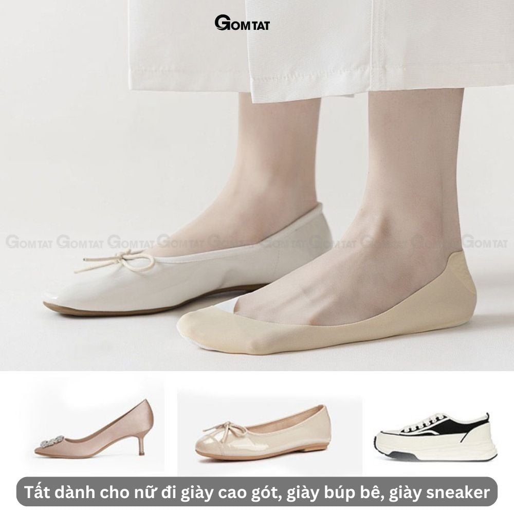 Combo 5 đôi tất lười nữ cao cấp GOMTAT, có đệm silicon chống tuột, chất liệu cotton mềm mại êm chân - SUX-1103-CB5