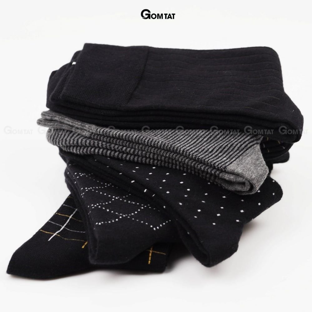 Hộp 5 đôi tất nam cổ cao công sở GOMTAT mẫu MIX04, vớ giày tây nam dài chất liệu cotton cao cấp - GOM-MIX04-CB5