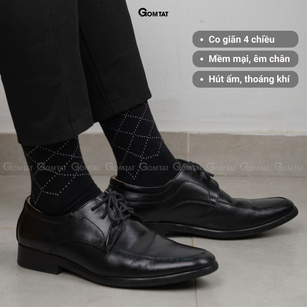 Hộp 5 đôi vớ nam cổ cao GOMTAT mẫu MIX03, chất liệu cotton cao cấp hút ẩm, thoáng khí  -GOM-MIX03-CB5