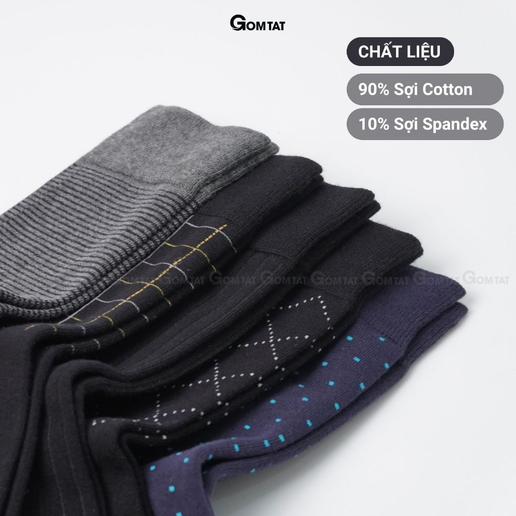 Hộp 5 đôi tất nam cao cổ đi giày tây GOMTAT mẫu MIX01, chất cotton cao cấp, hút ẩm - GOM-MIX01-CB5