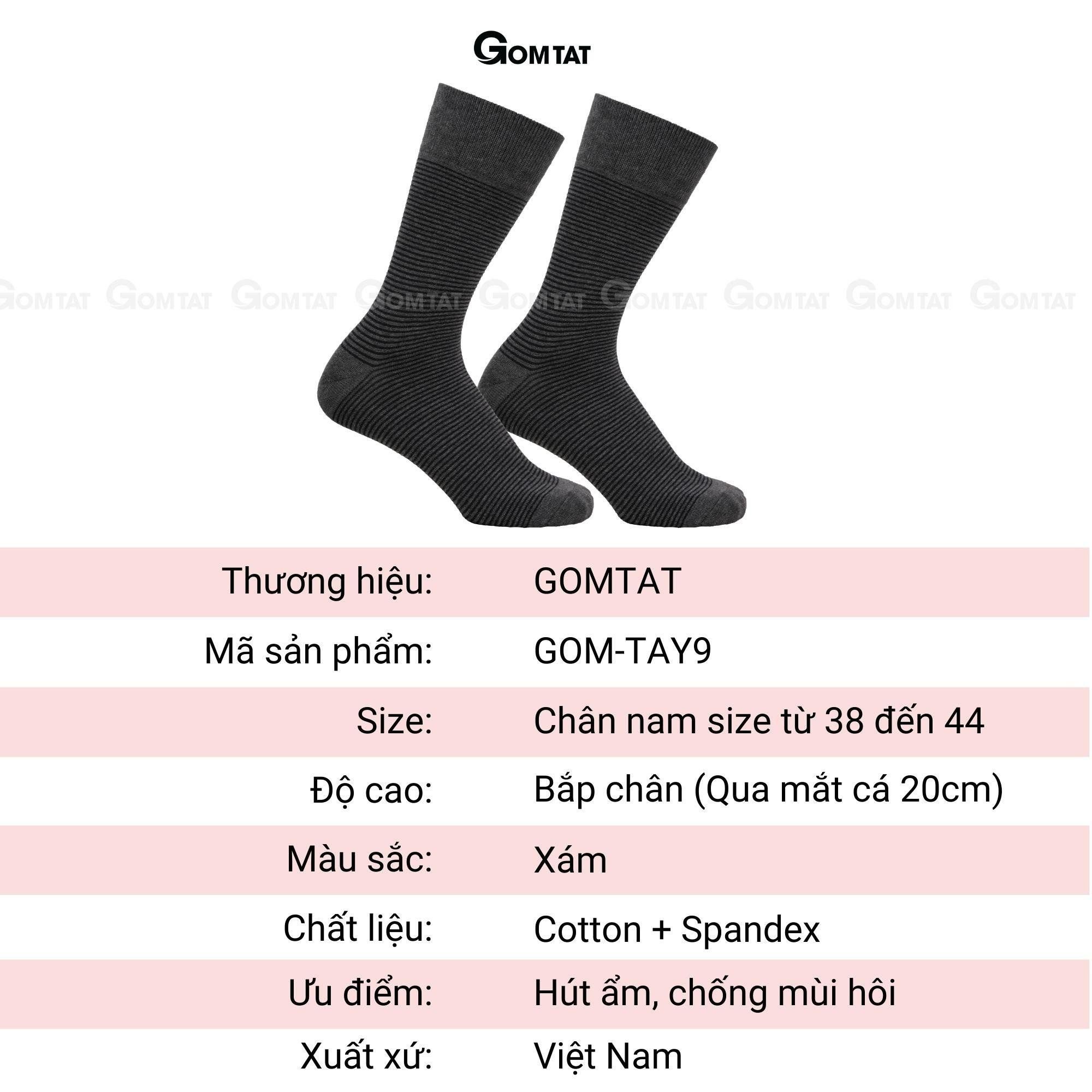 Tất nam Cổ Cao GOMTAT mẫu TAY09, vớ đi giày tây cao cấp chất liệu cotton hút ẩm thoáng khí, tất đi giày tây, vớ nam cổ cao Menswear - GOM-TAY09-1DOI