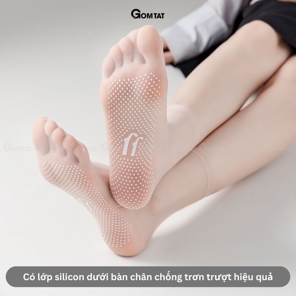 Combo 10 đôi tất da chân cao cổ siêu mỏng GOMTAT, vớ da che khuyết điểm chân nữ có đệm cao su chống trượt - D16-A057
