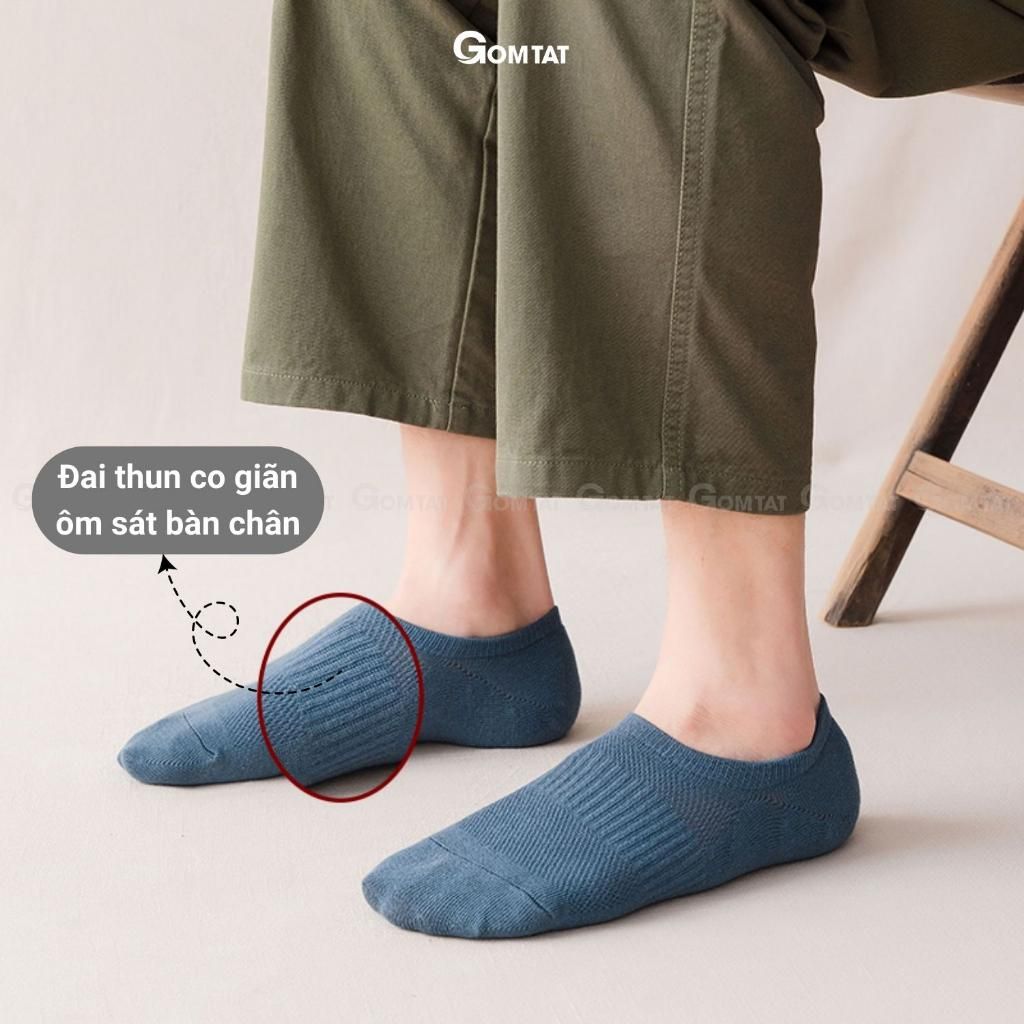 Tất lười nam GOMTAT chất liệu cotton cao cấp, Vớ đi giày lười thiết kế lưới thoáng khí, có đệm cao su chống tụt gót Menswear - HAI-MIA-1401-1DOI