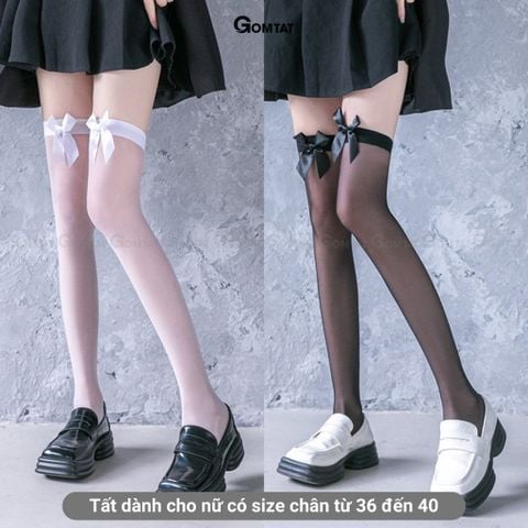  Tất đùi nữ GOMTAT lolita viền ren tiểu thư, tất dài qua gối che khuyết điểm mỏng nhẹ - CKD-2515-1DOI 