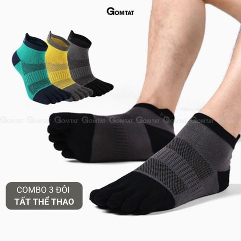  Combo 3 đôi tất thể thao xỏ ngón cổ ngắn GOMTAT, chất liệu cotton hút ẩm thoáng khí -XONGON-MAX-1201-CB3 