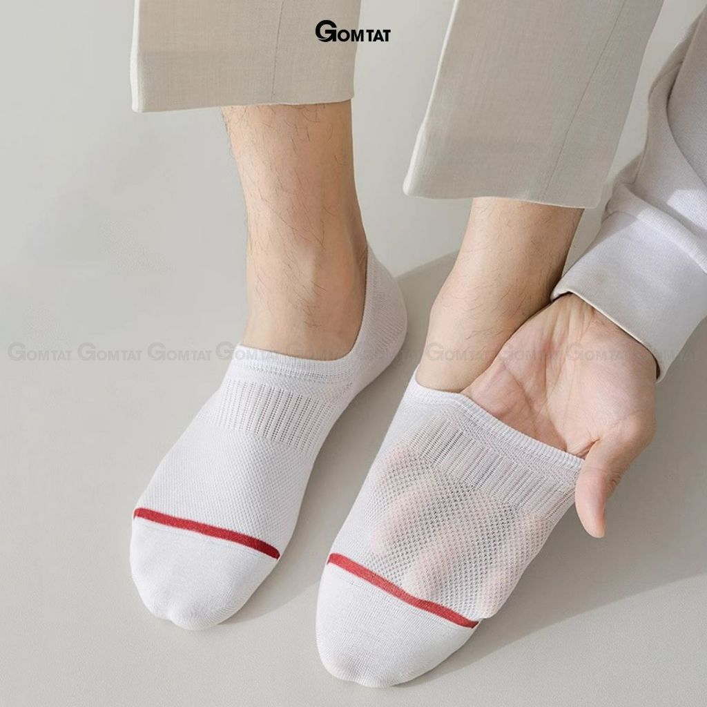 Vớ lười nam cao cấp GOMTAT, có đệm silicon chống tuột gót, chất liệu cotton thoáng mát - D16-A080-1DOI