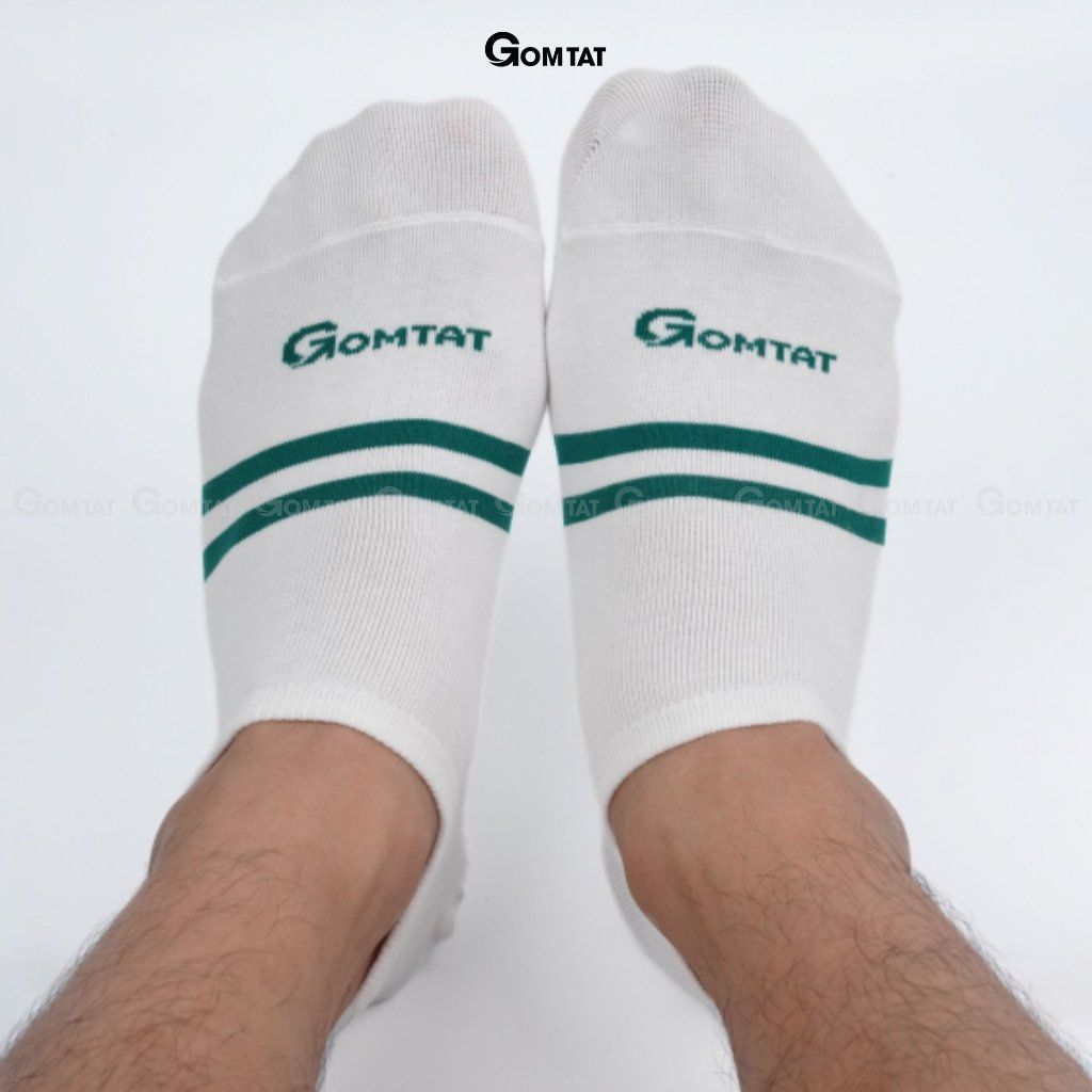 Combo 5 đôi vớ cổ ngắn nam nữ GOMTAT mẫu 2 sọc, chất liệu cotton hút ẩm thoáng khí khử mùi êm chân  -GOM503-2SOC-CB5