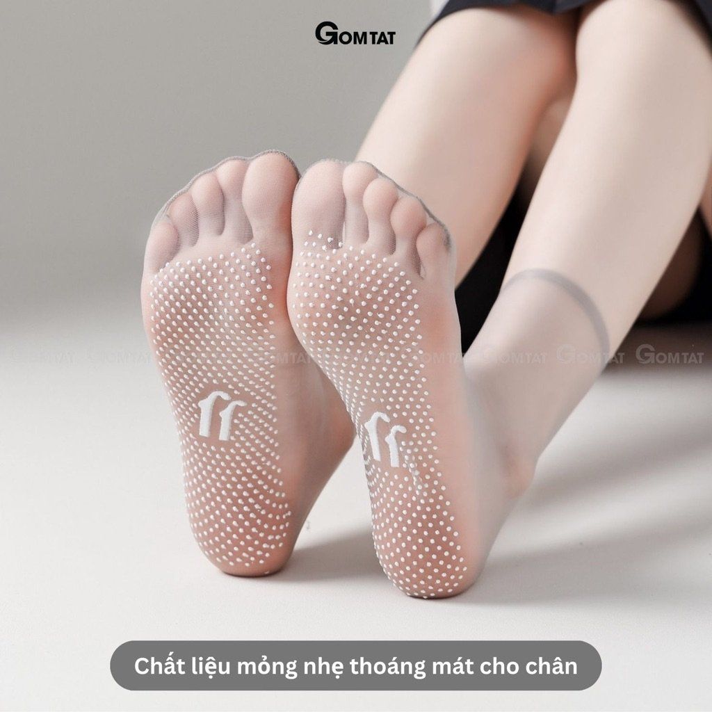 Combo 10 đôi tất da chân cao cổ siêu mỏng GOMTAT, vớ da che khuyết điểm chân nữ có đệm cao su chống trượt - D16-A057