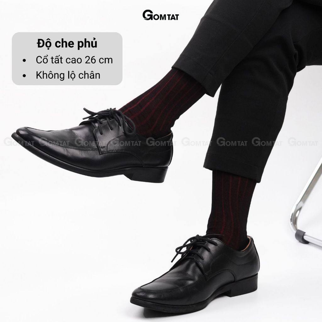 Hộp 3 đôi tất cổ cao GOMTAT công sở, chất liệu cotton cao cấp, phong cách lịch lãm  - IHE-2202-CB3