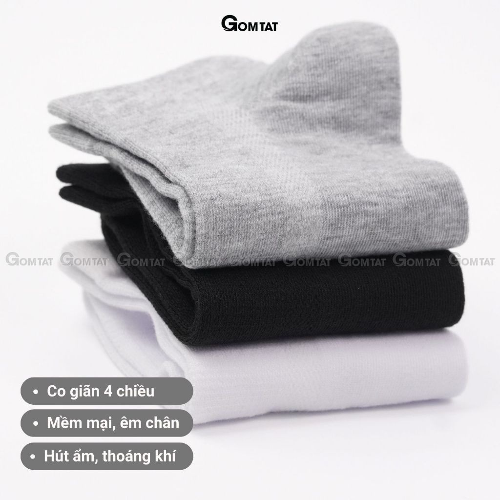 Combo 5 đôi tất nam nữ cổ ngắn GOMTAT basic, vớ cổ ngắn chất cotton dày dặn thoáng khí, không xù lông - LD-S01-TRON-CB5