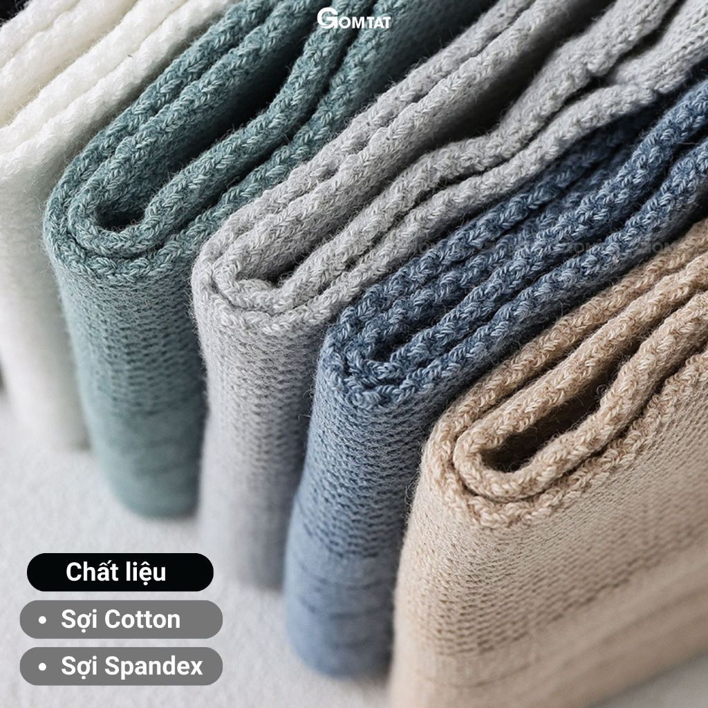 Combo 10 đôi tất nam cổ thấp GOMTAT, chất liệu cotton mặt lưới cao cấp hút ẩm khử mùi - FIVE-2002-CB10