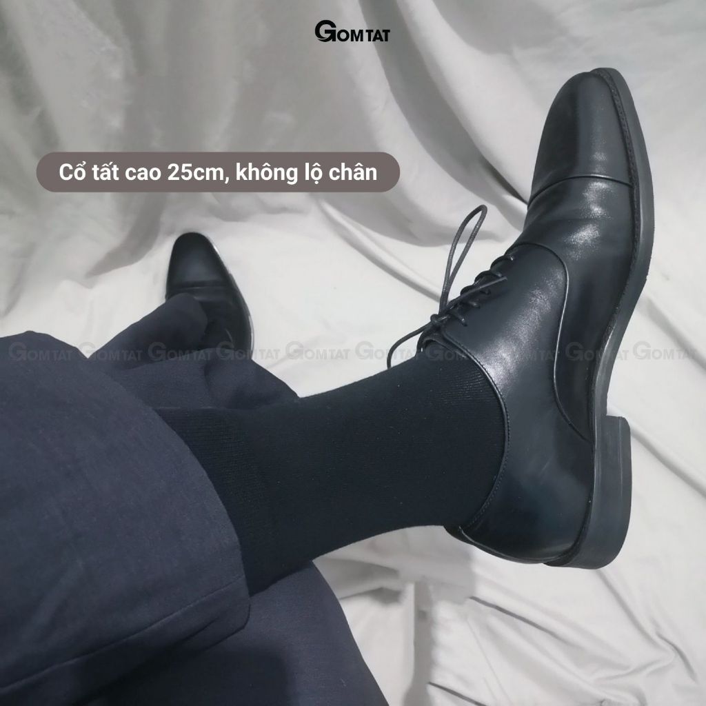 Hộp 5 đôi tất trơn nam cổ cao công sở GOMTAT cao cấp đi giày tây, sợi cotton hút ẩm - HOT-1803-CB5