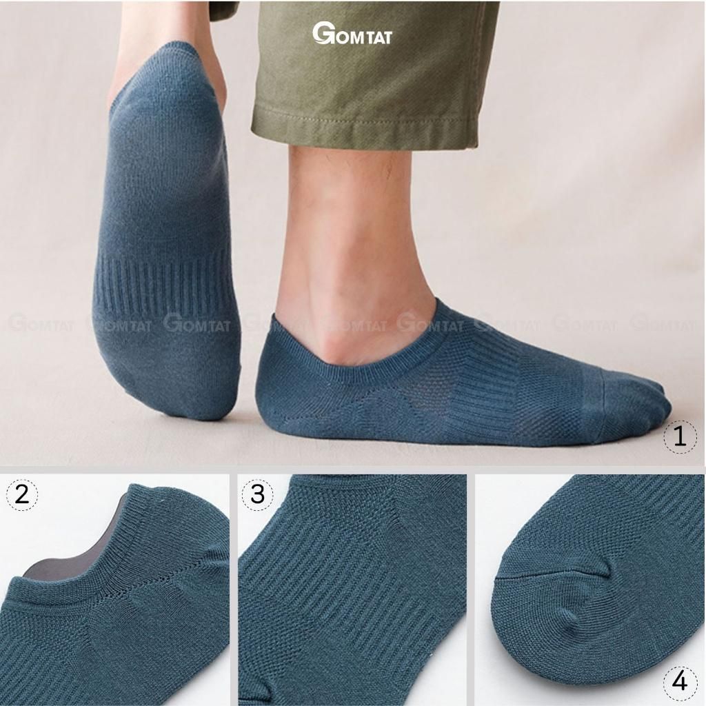 Tất lười nam GOMTAT chất liệu cotton cao cấp, Vớ đi giày lười thiết kế lưới thoáng khí, có đệm cao su chống tụt gót Menswear - HAI-MIA-1401-1DOI