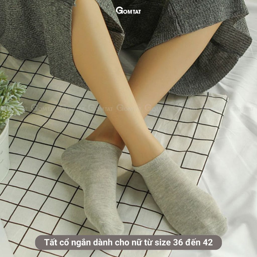 Set 10 Đôi Tất Nữ Cổ Ngắn GOMTAT Nhiều Màu, Vớ Nữ Cổ Thấp Cotton Cao Cấp Co Giãn Êm Chân  -CB024