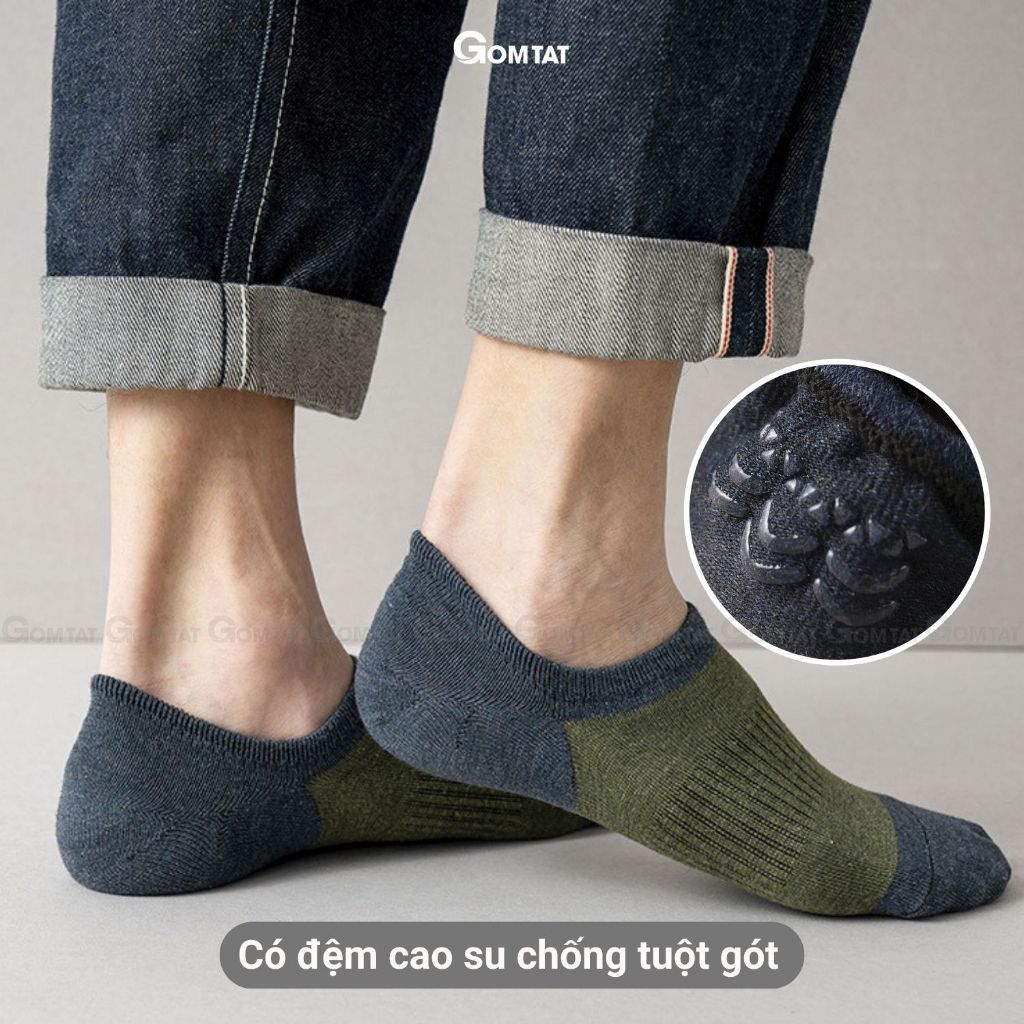 Set 7 đôi tất ngắn cổ nam có đệm chống tuột gót GOMTAT, vớ nam cổ ngắn chất liệu cotton êm mềm mịn mát - NAMCN-CC-01