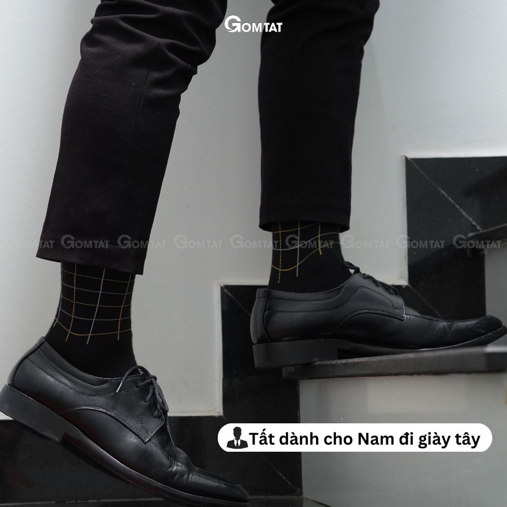 Hộp 5 đôi tất nam cổ cao công sở GOMTAT mẫu MIX04, vớ giày tây nam dài chất liệu cotton cao cấp - GOM-MIX04-CB5