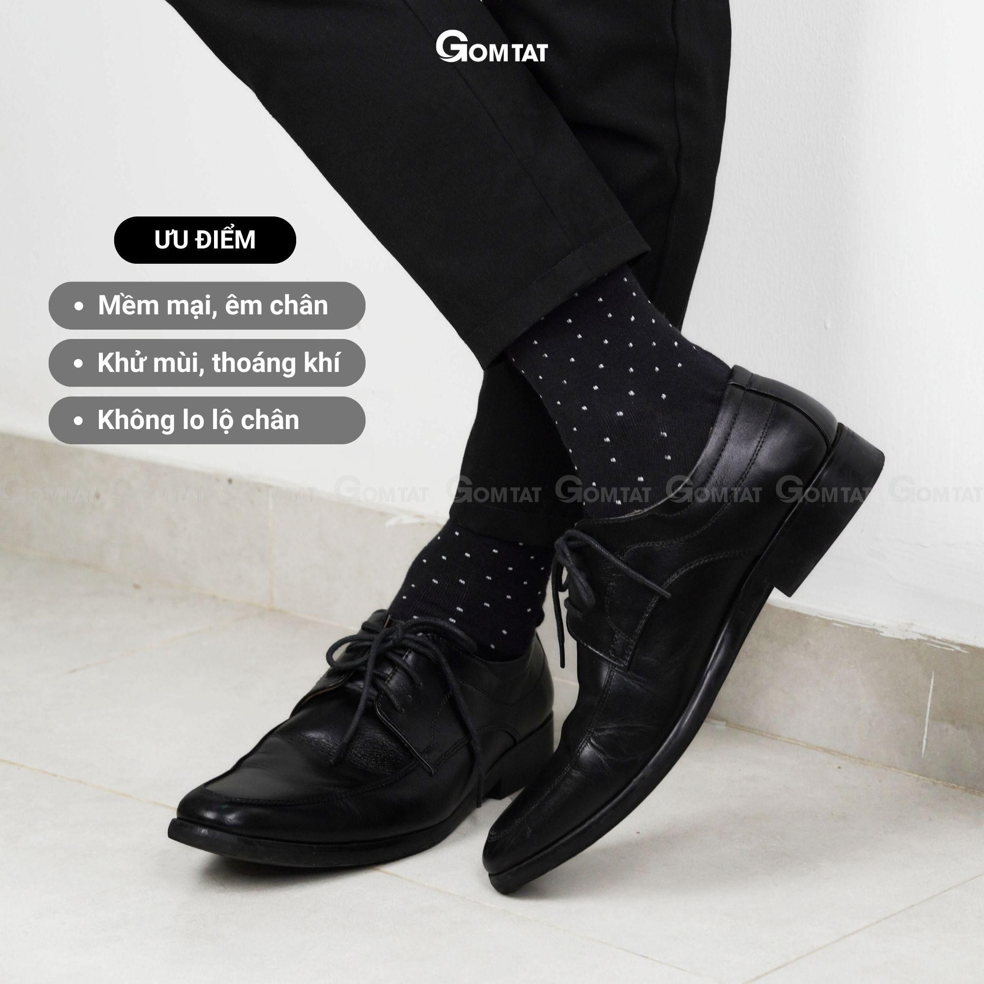 Tất nam cổ cao Chấm Bi, dòng tất đi giày tây cao cấp, vớ nam cổ cao chất cotton hút ẩm, thoáng khí, tất nam công sở, vớ đi giày tây Menswear - GOM-CHAMBI-1DOI