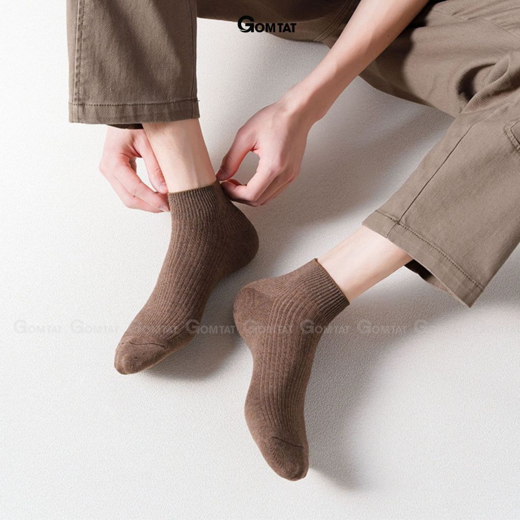 Combo 10 đôi tất cổ ngắn nam GOMTAT trơn, chất cotton hút ẩm thoáng khí - NGANTRON-FIVE-2003-CB10