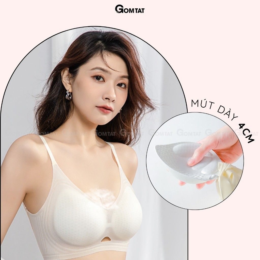 Áo ngực đúc su không gọng có đệm mút dày 4cm GOMTAT, nâng ngực tạo khe hở lưng chữ U gợi cảm - SA-9736