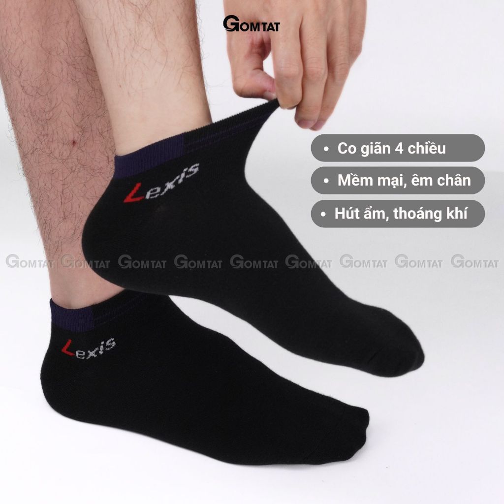 Combo 5 đôi vớ thể thao cổ ngắn nam nữ GOMTAT, tất trơn cổ ngắn vải cotton thoáng mát, không xù lông - LD-S01-LEXIS-CB5